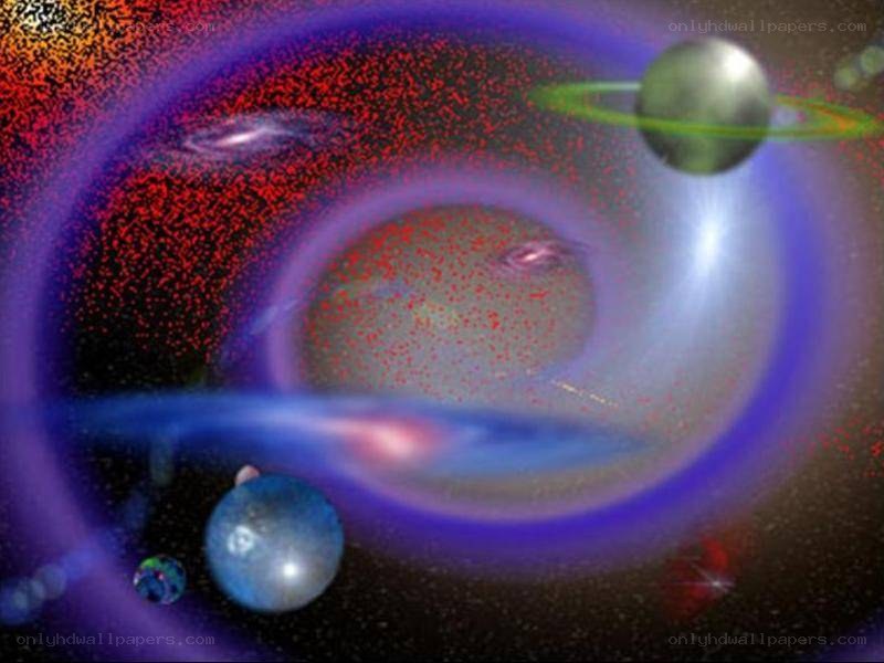 cosmic spiral with planets