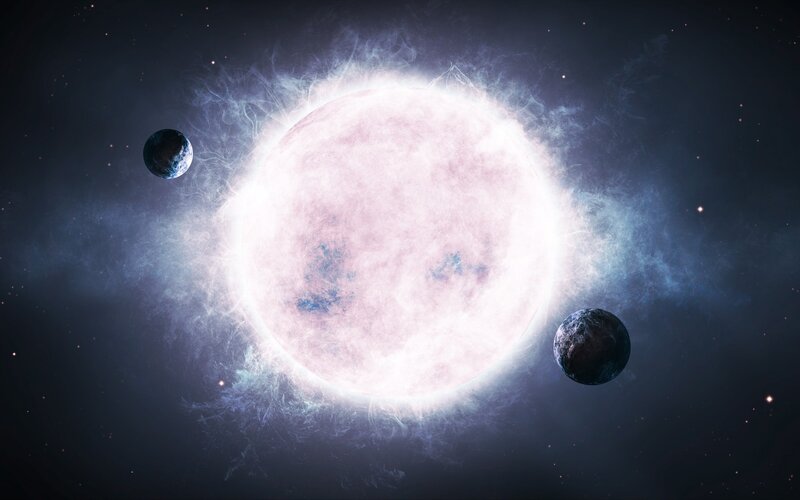 Cosmic star with planets