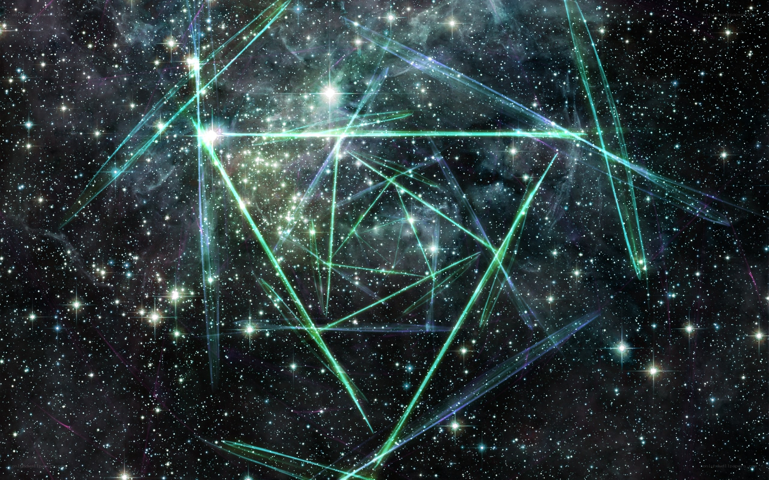 Cosmic starfield with green lines
