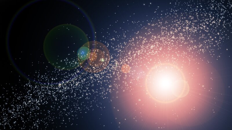 Cosmic starfield with lens flares