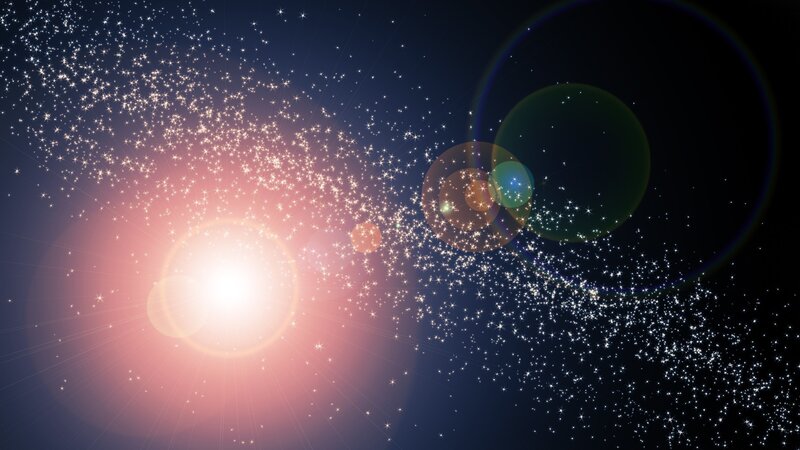 Cosmic starfield with lens flares