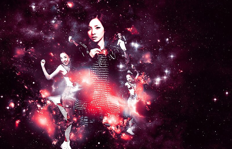 cosmic starry background with woman