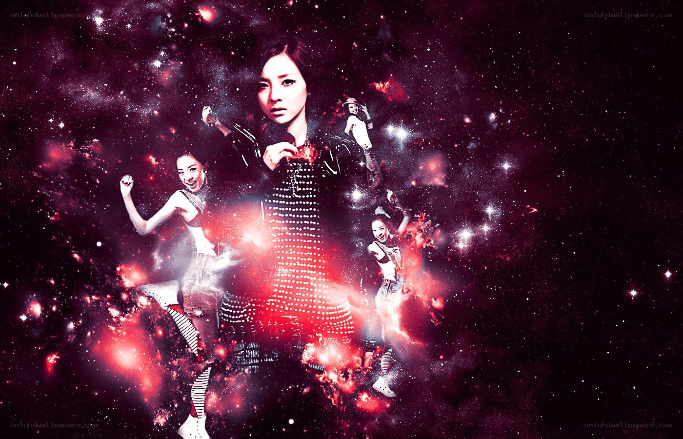 cosmic starry background with woman