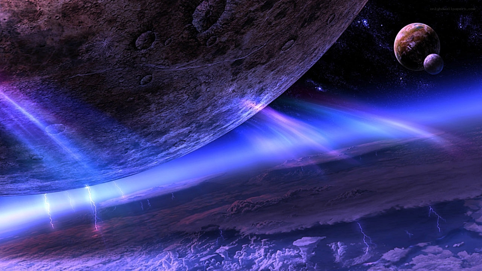 Cosmic storm over alien planet