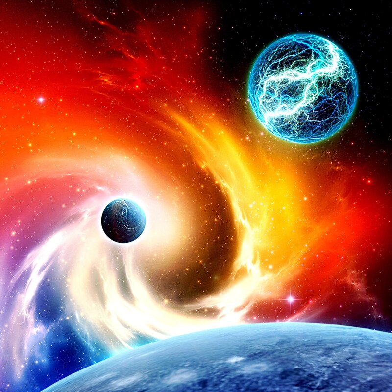 Cosmic storm with planets