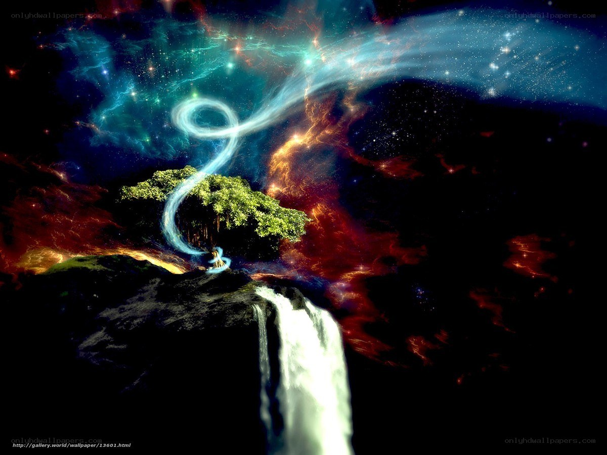 Cosmic Tree with Waterfall