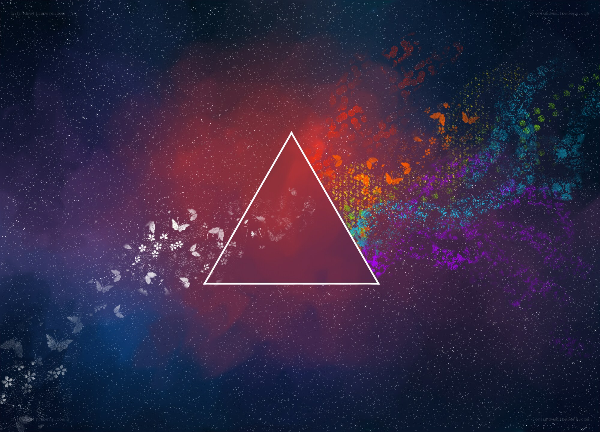 Cosmic triangle with floral burst