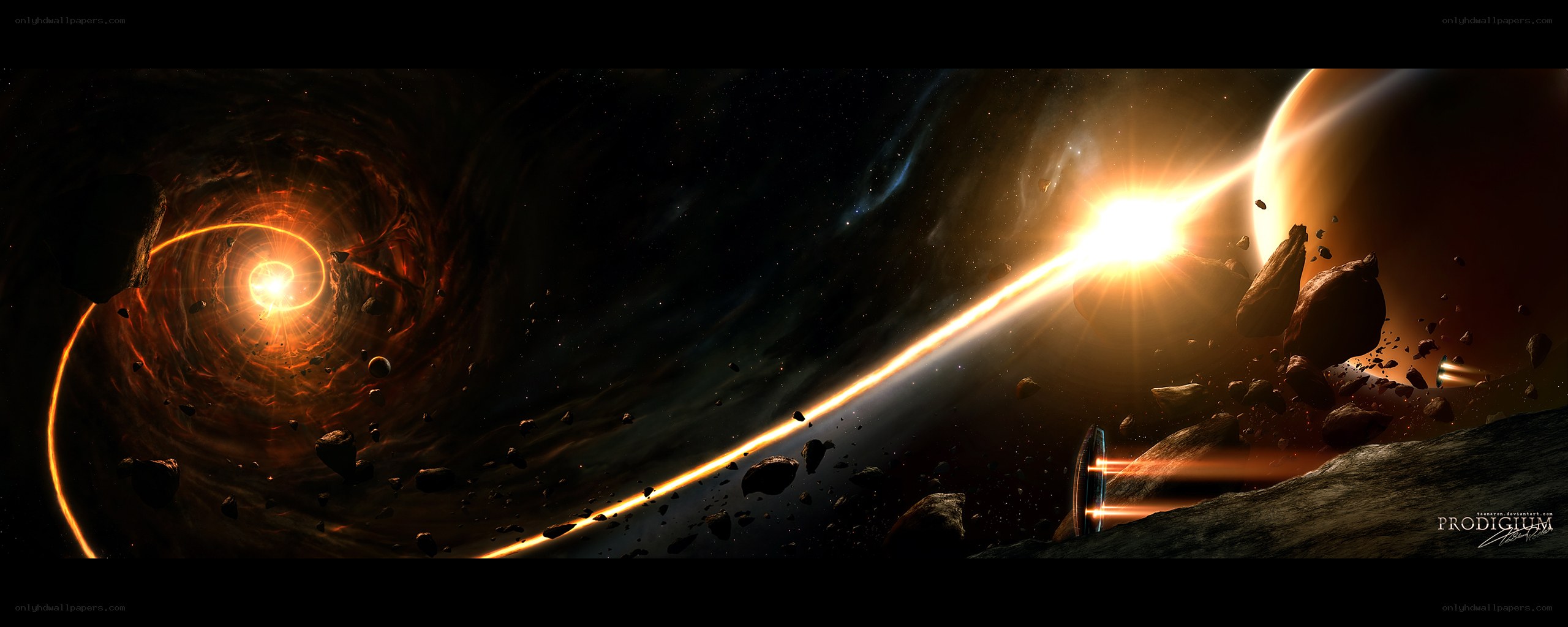 Cosmic tunnel and asteroid field