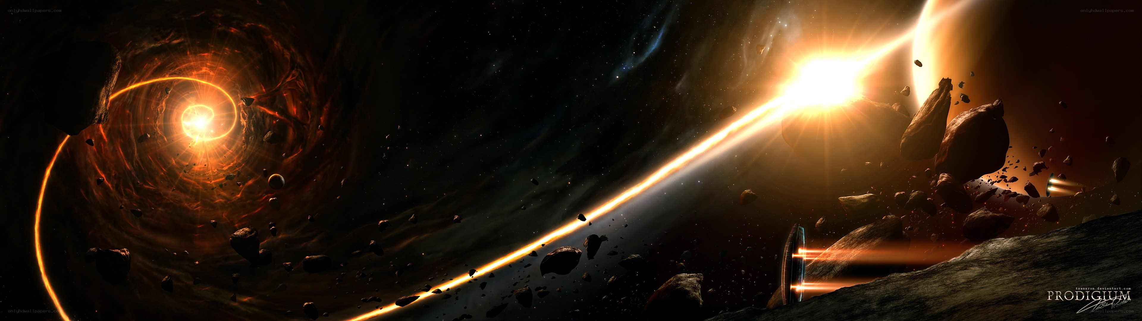 Cosmic tunnel and asteroid field