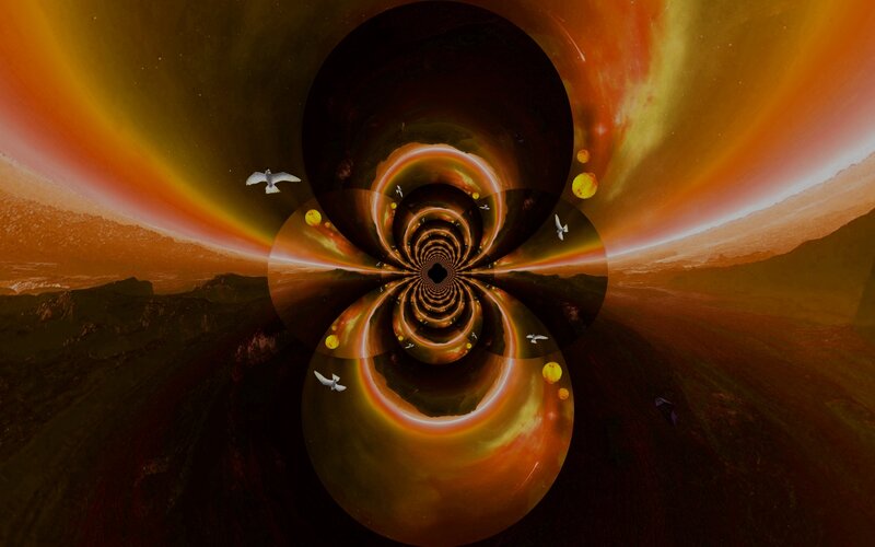 cosmic tunnel with birds