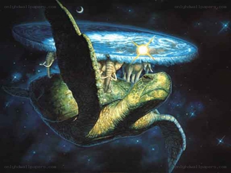 Cosmic turtle with world on its back