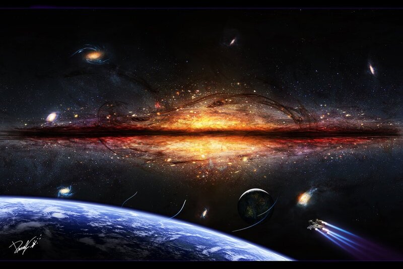 Cosmic view of Earth and galaxies