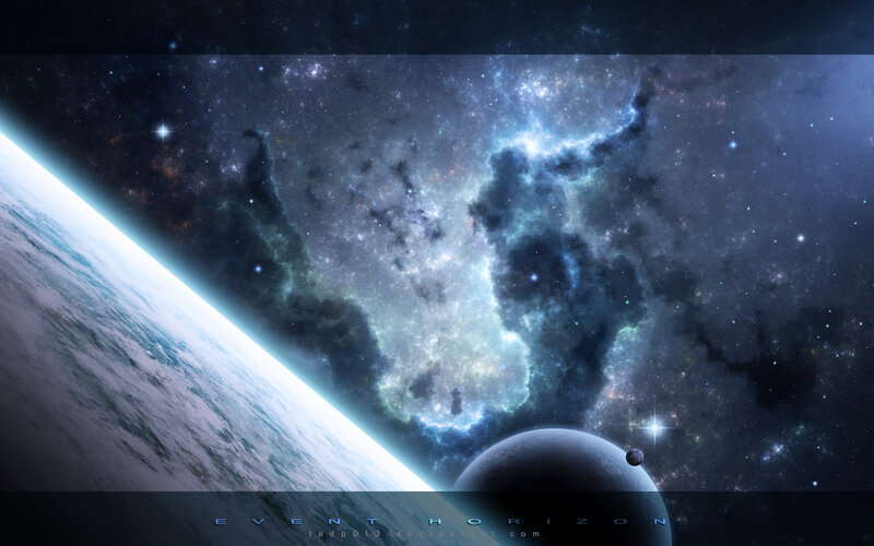 Cosmic view of Earth and nebula