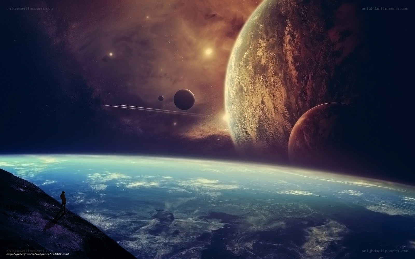 Cosmic vista with alien planets