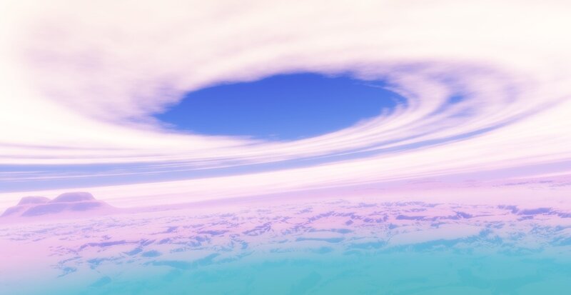 cosmic vortex above alien landscape