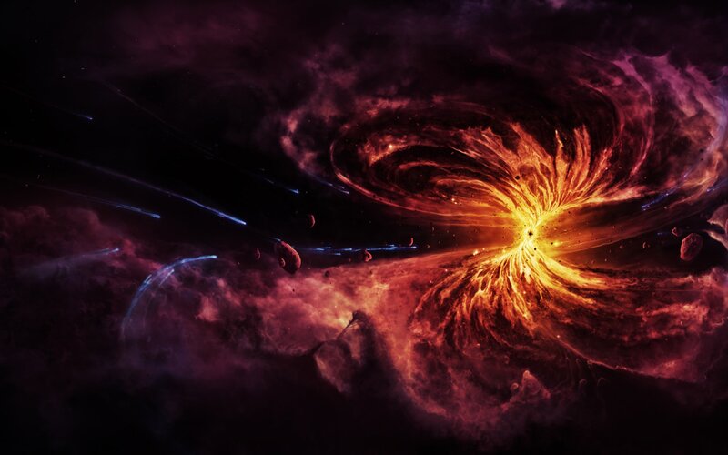 Cosmic Vortex in Space — Red