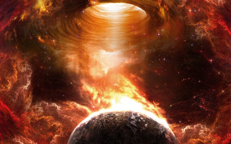Cosmic vortex over a planet