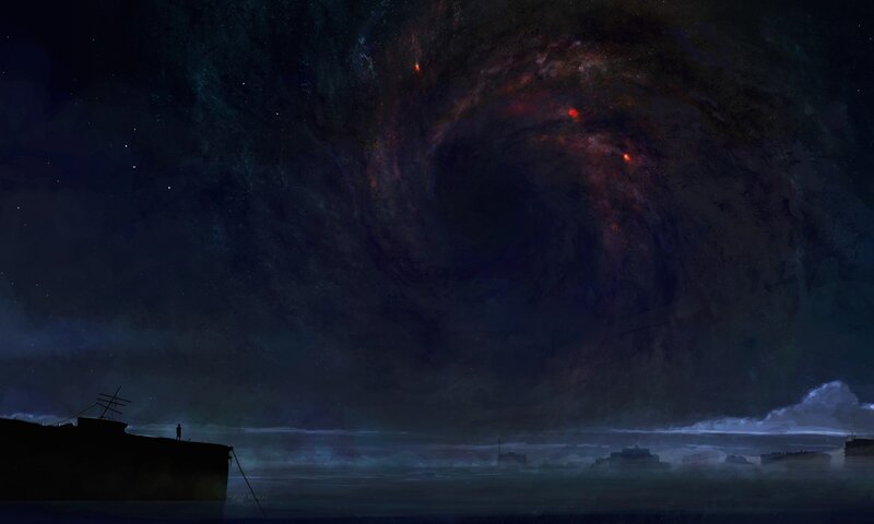cosmic vortex over a ship