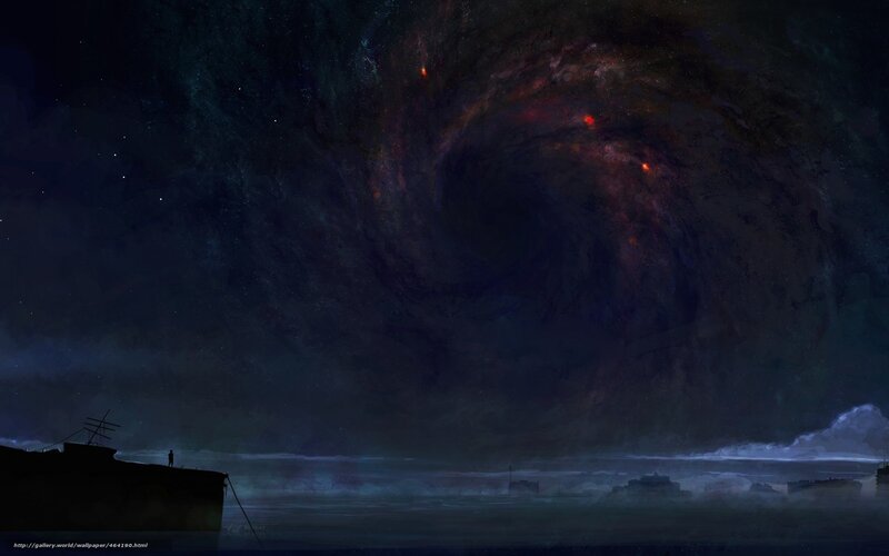 Cosmic vortex over a shipwreck