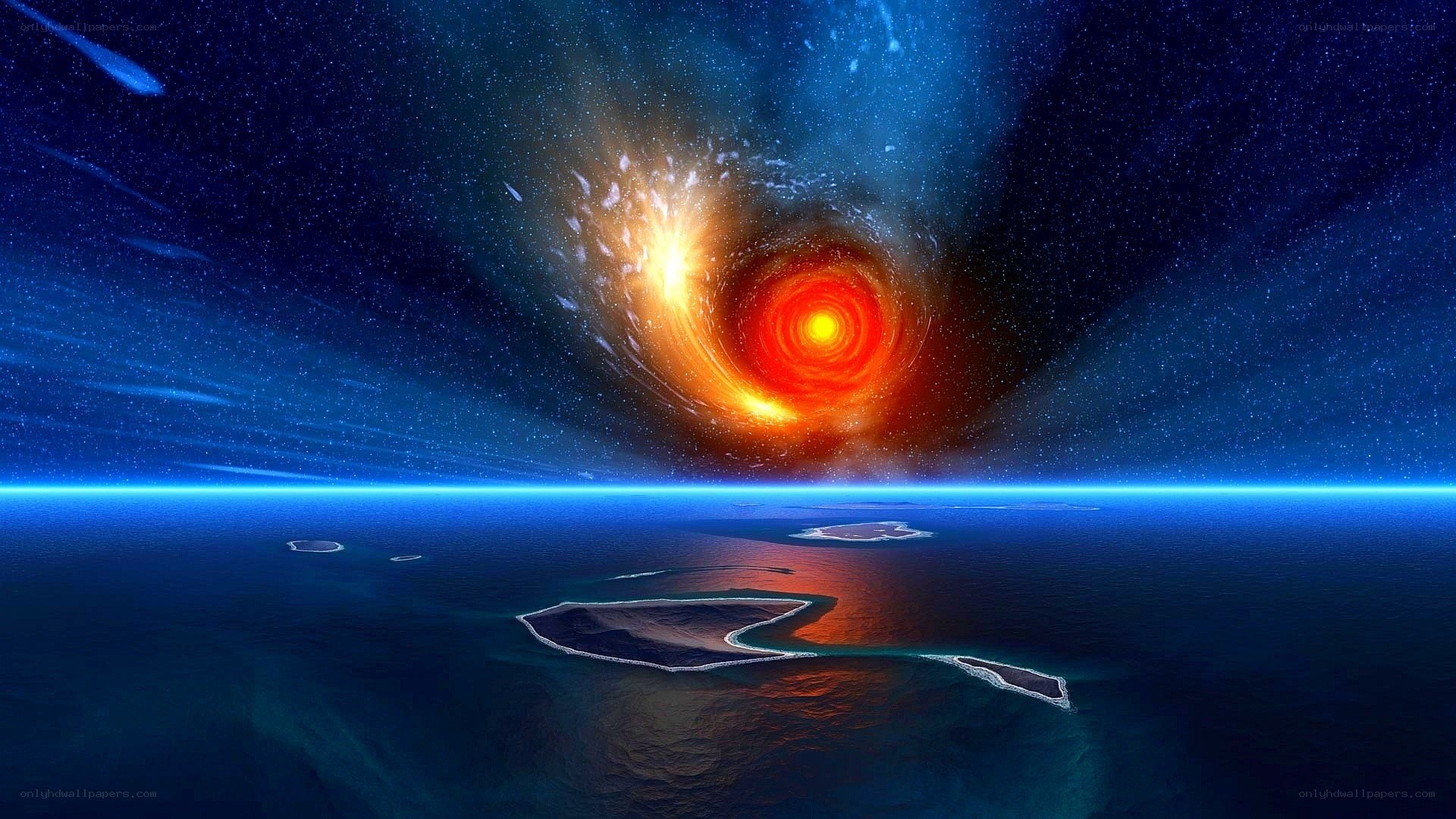 cosmic vortex over ocean