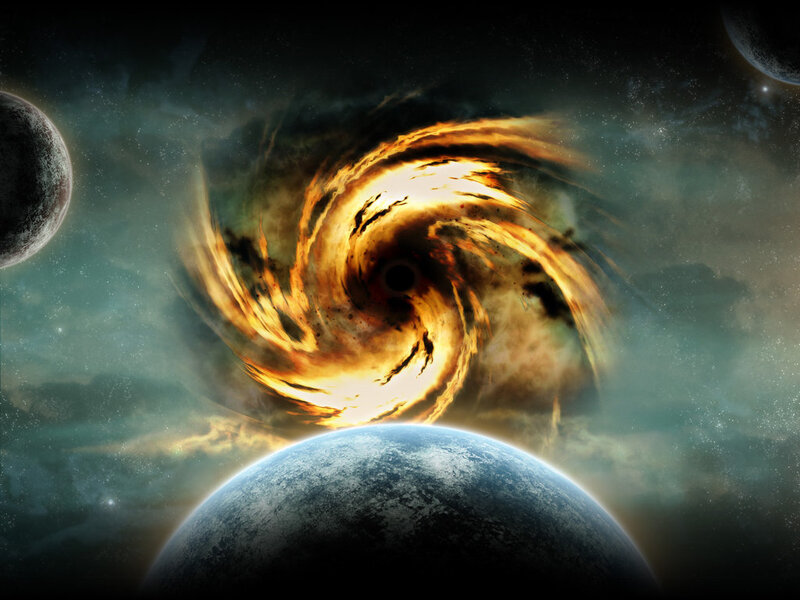 Cosmic vortex with planets