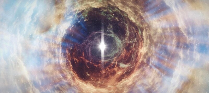 Cosmic Vortex with Star — Blue, Dramatic