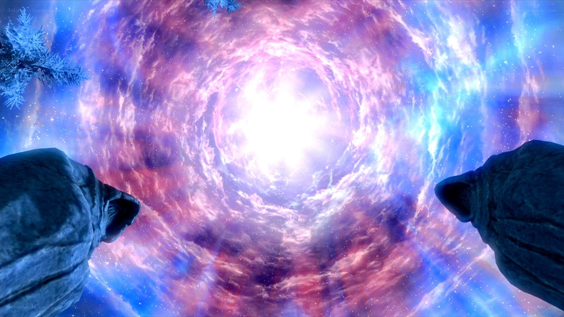 cosmic vortex with stone hands