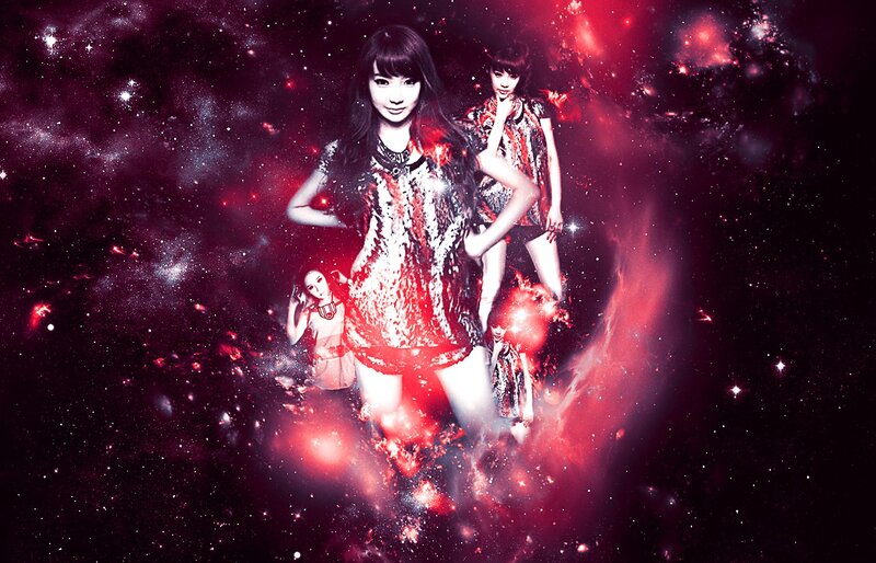 cosmic woman in red galaxy
