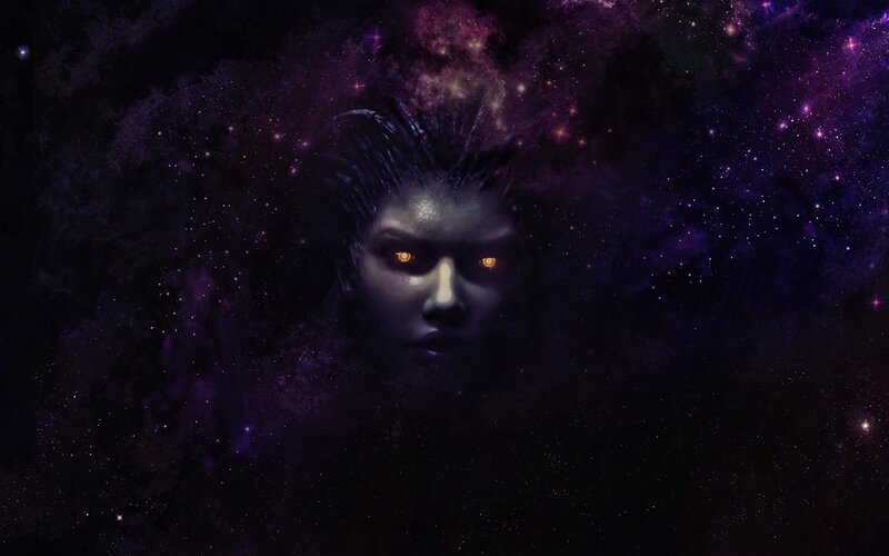 cosmic woman with glowing eyes
