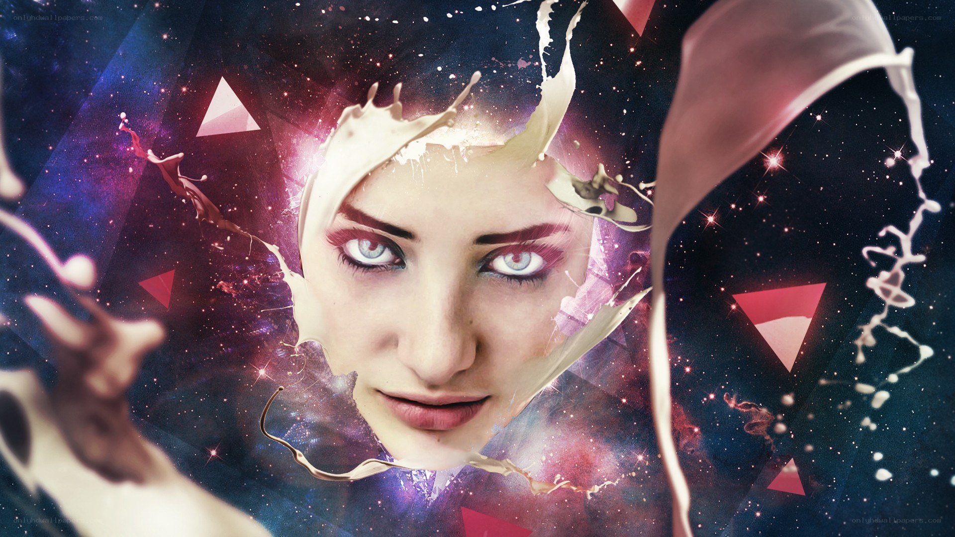 cosmic woman with paint splashes