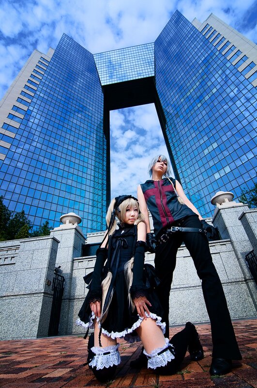 Cosplay at modern building