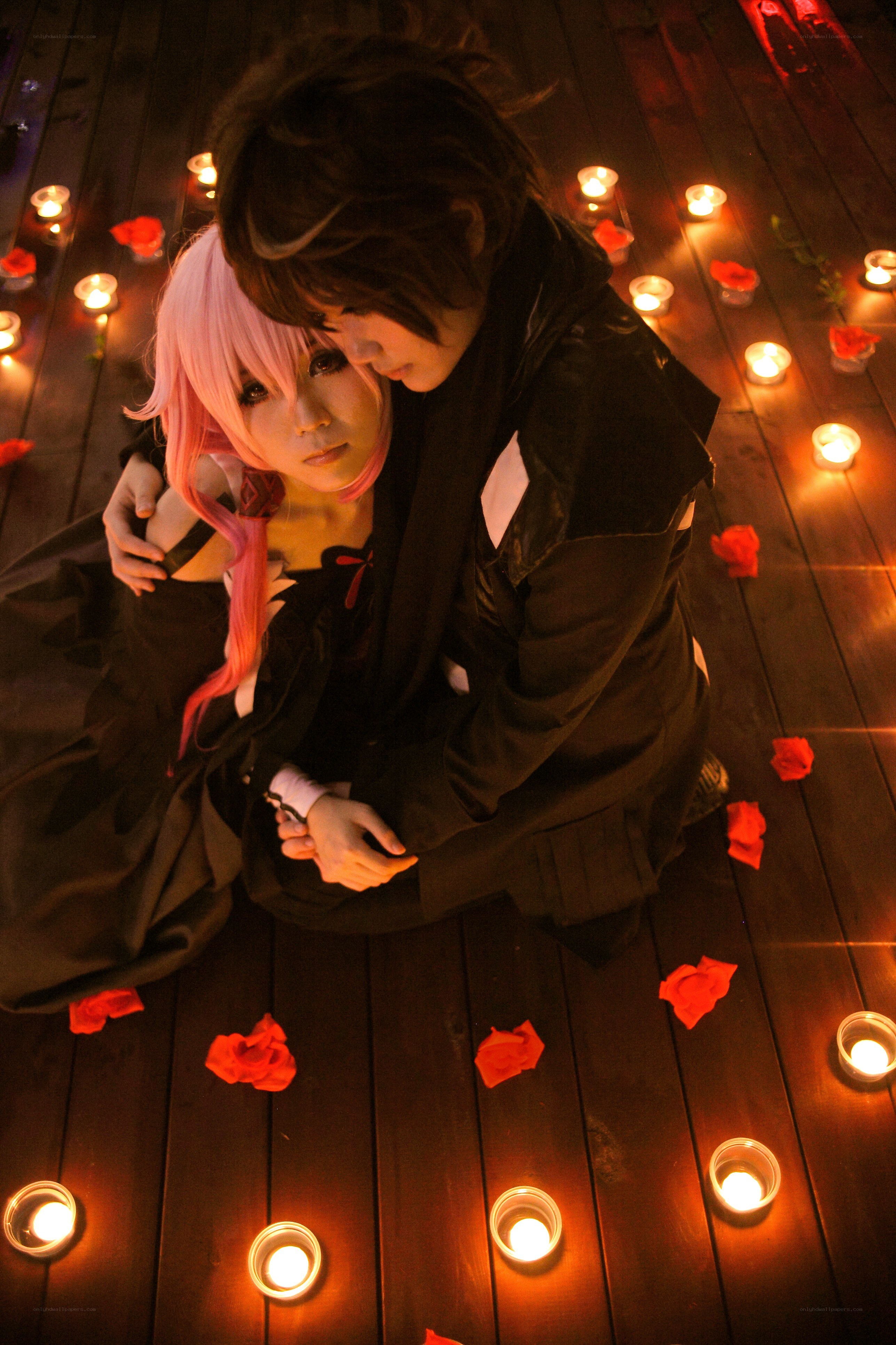 Cosplay couple in candlelight
