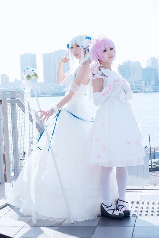 Cosplay duo on a waterfront