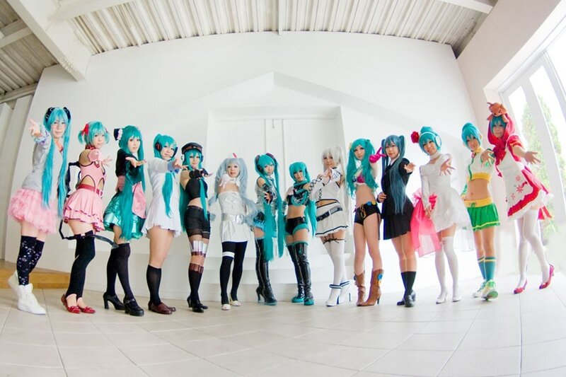Cosplay group posing together