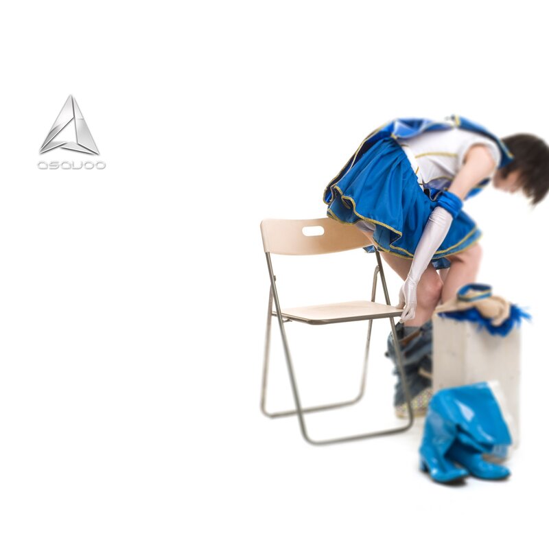 cosplayer adjusting costume