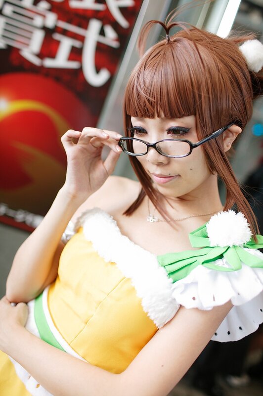 Cosplayer Adjusting Glasses