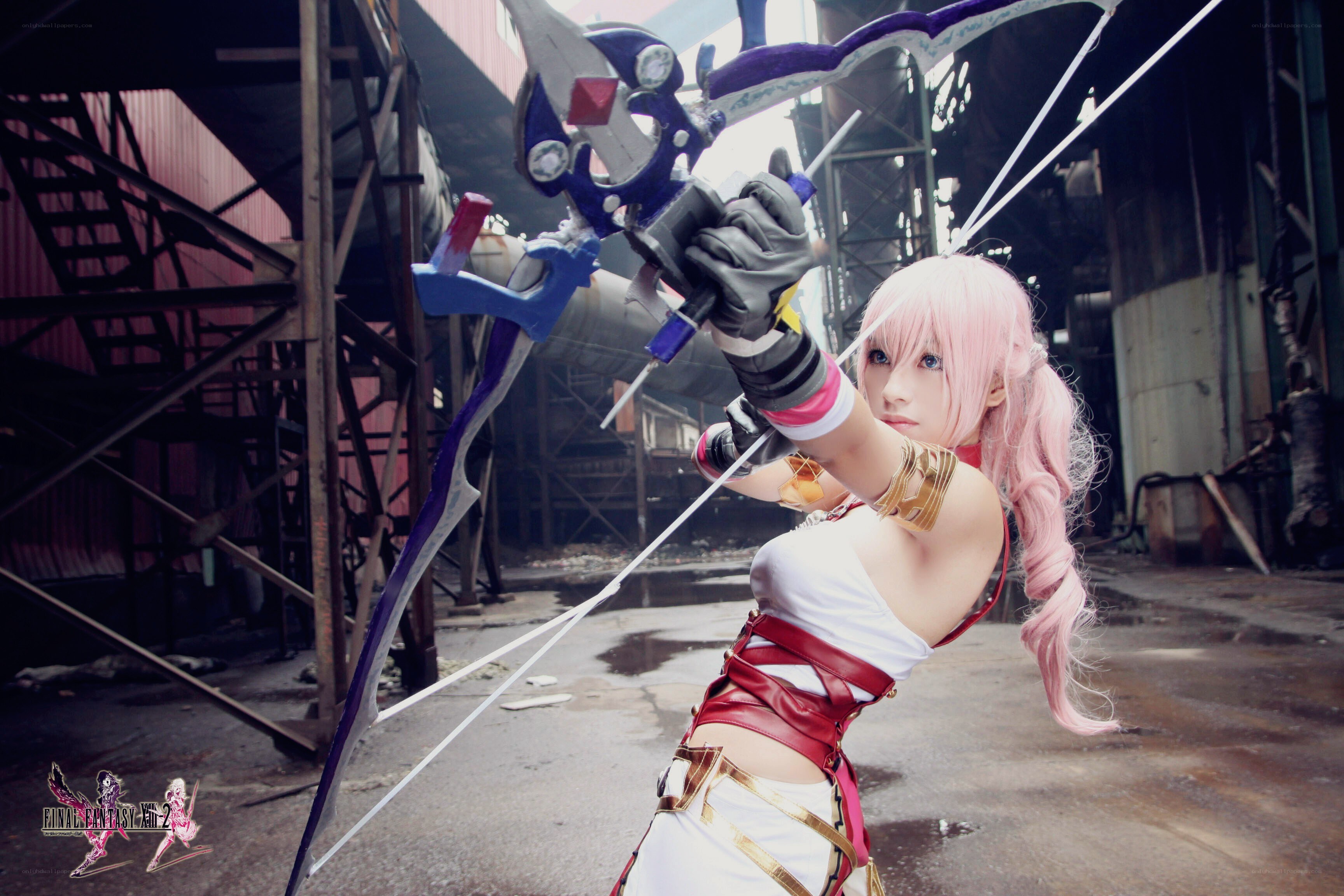 cosplayer as a character with bow