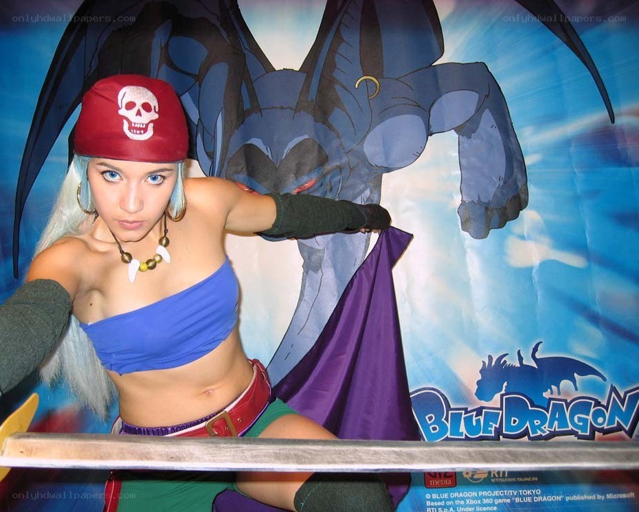 cosplayer as blue dragon character