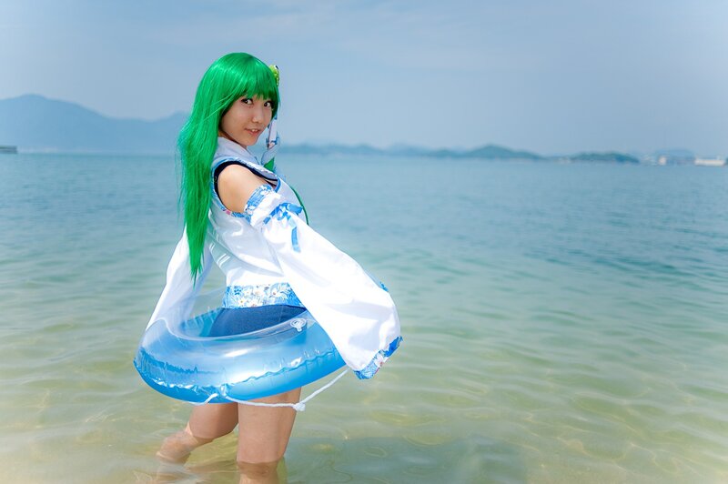 cosplayer at the beach