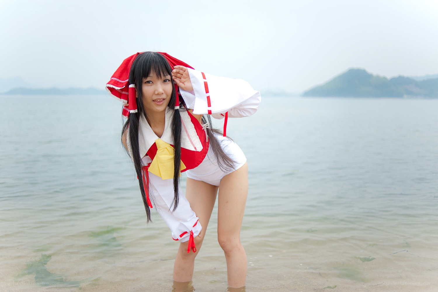 cosplayer at the water's edge