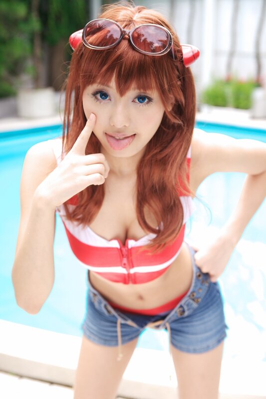 cosplayer by pool