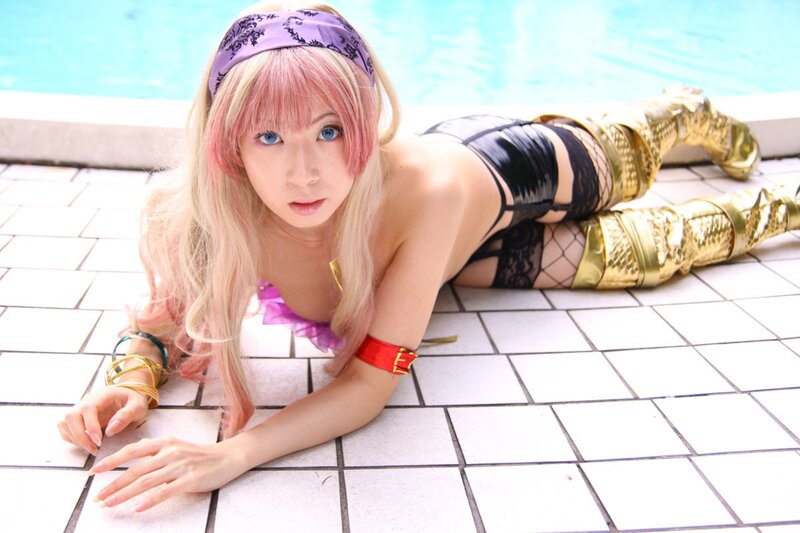 cosplayer by poolside