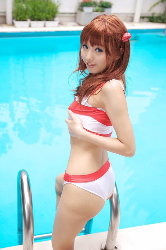 cosplayer by poolside
