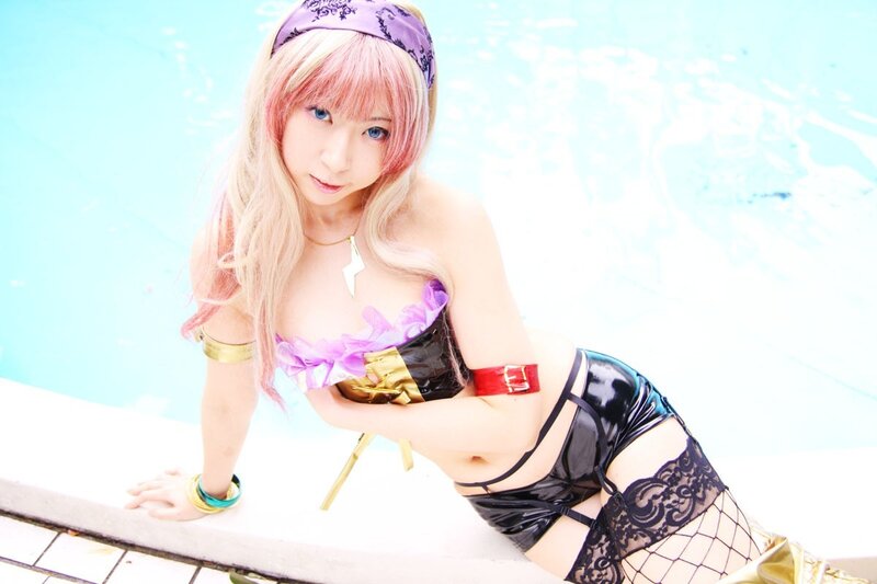 cosplayer by poolside
