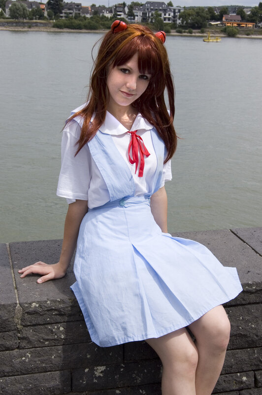 cosplayer by the river