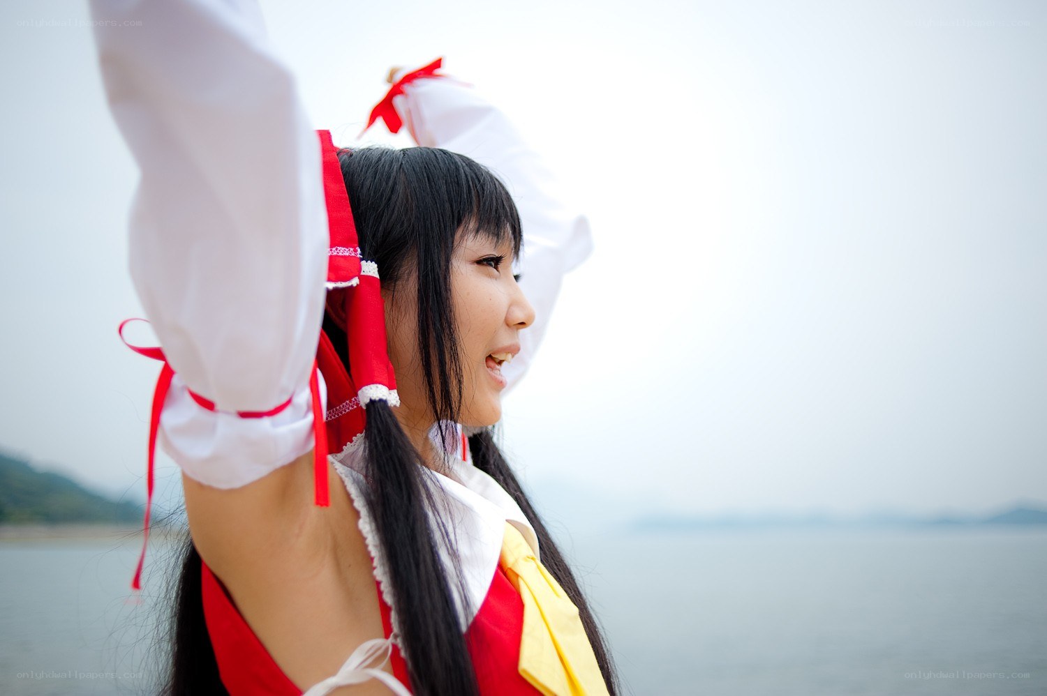 cosplayer by the water