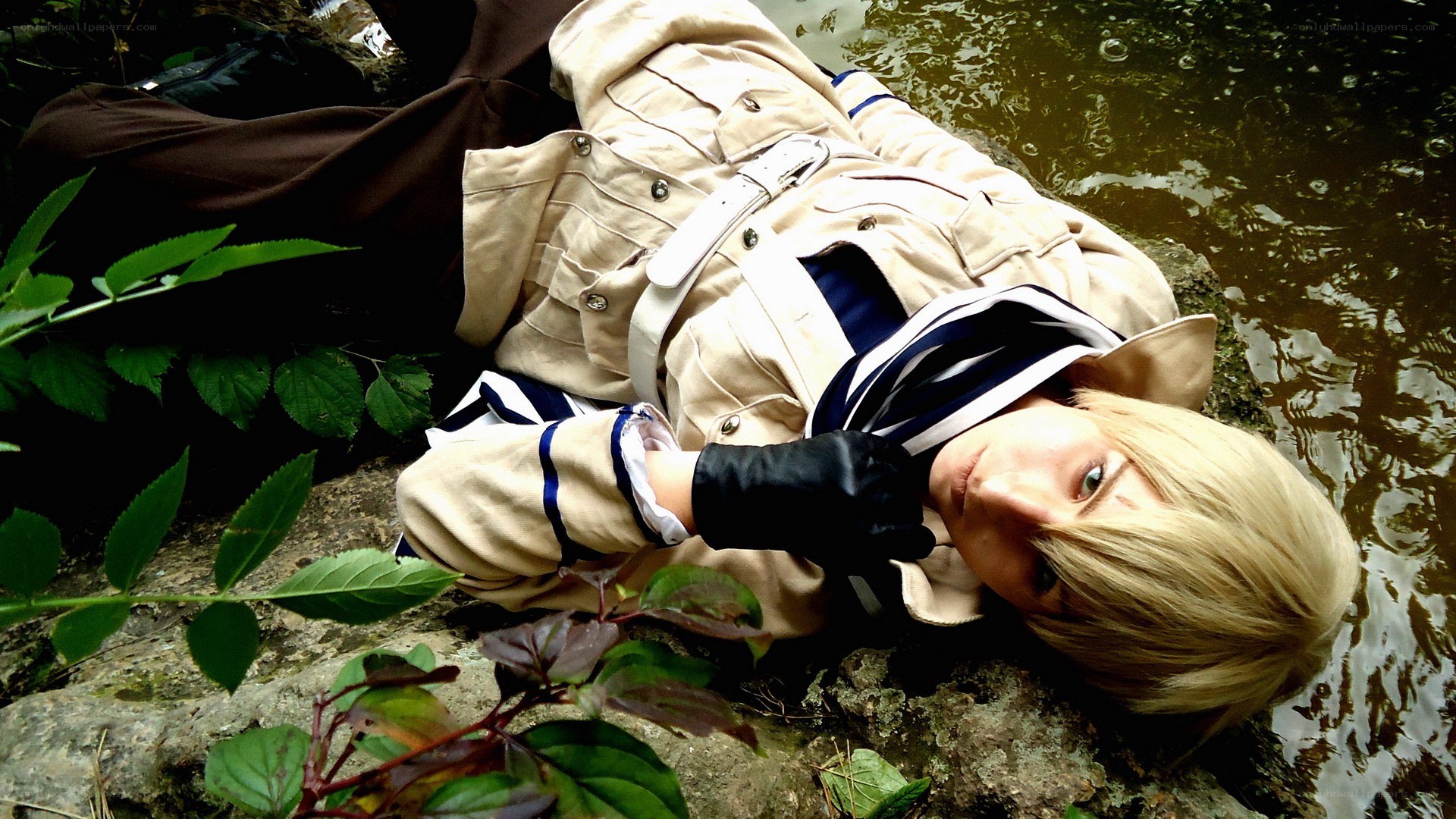 cosplayer by the water