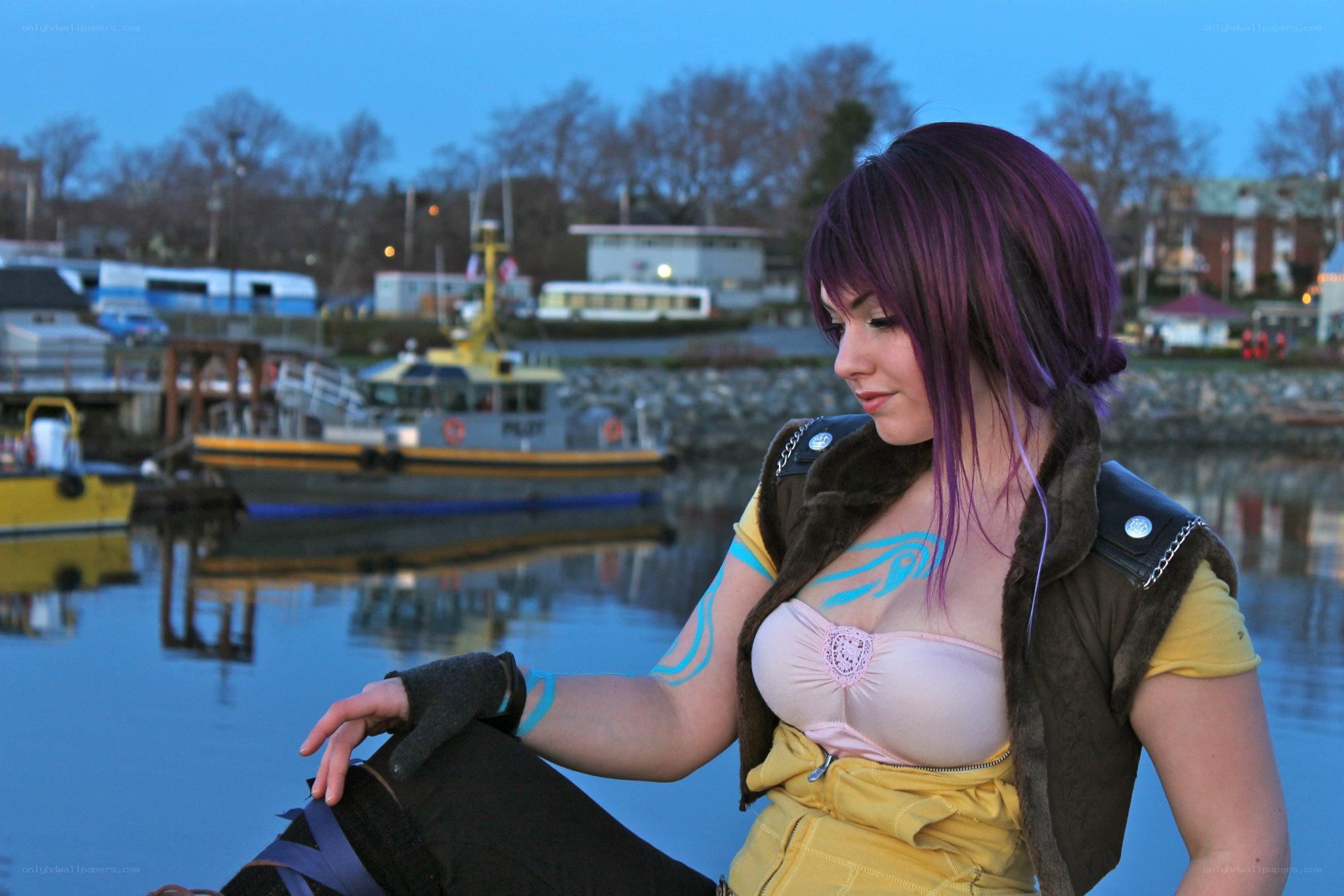 cosplayer by the water