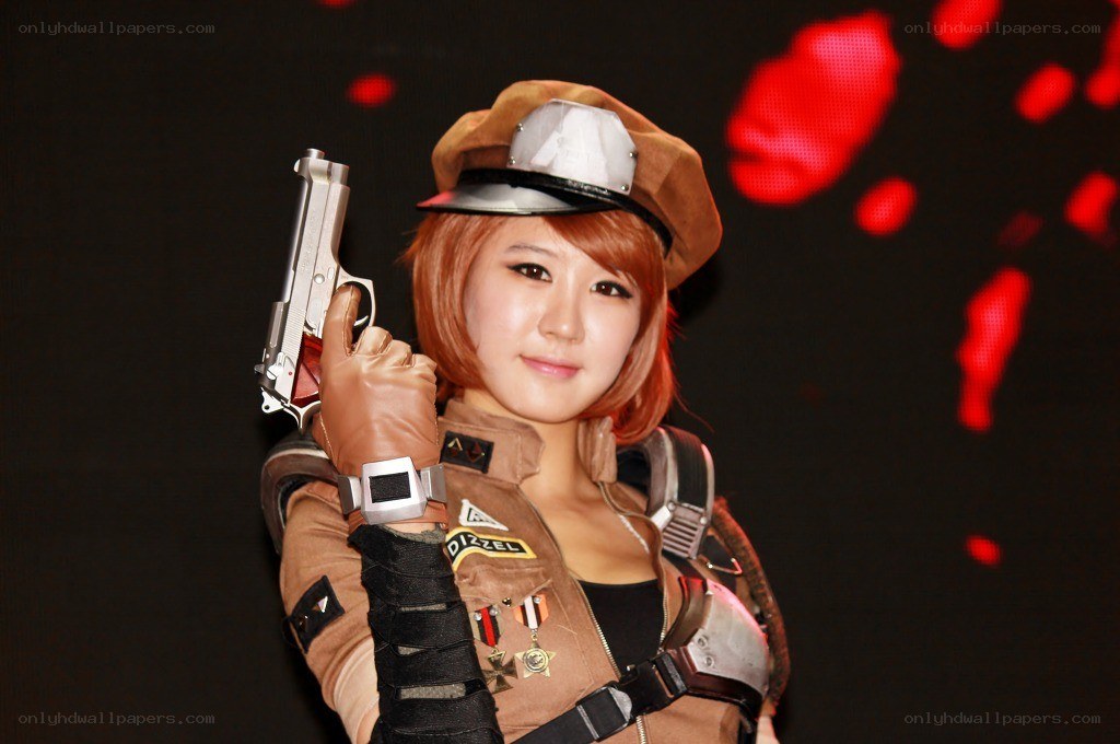 cosplayer holding a gun