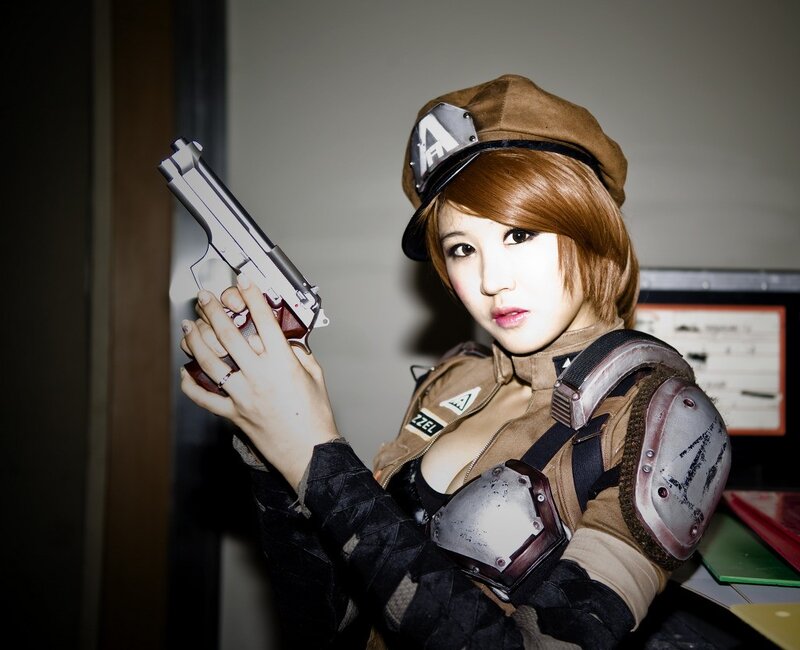 cosplayer holding a gun